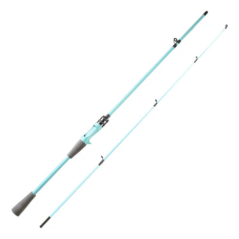 Combo Baitcast Caña Celeste + Reel Huevito + Tanza + Señuelo Celeste