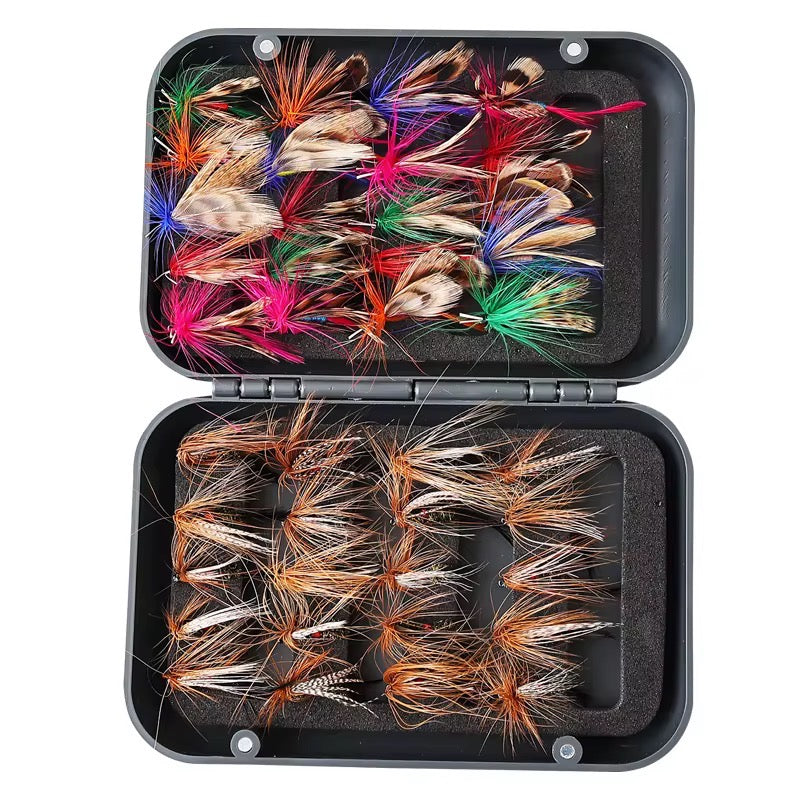 Caja premium 65 piezas moscas ninfas pesca trucha