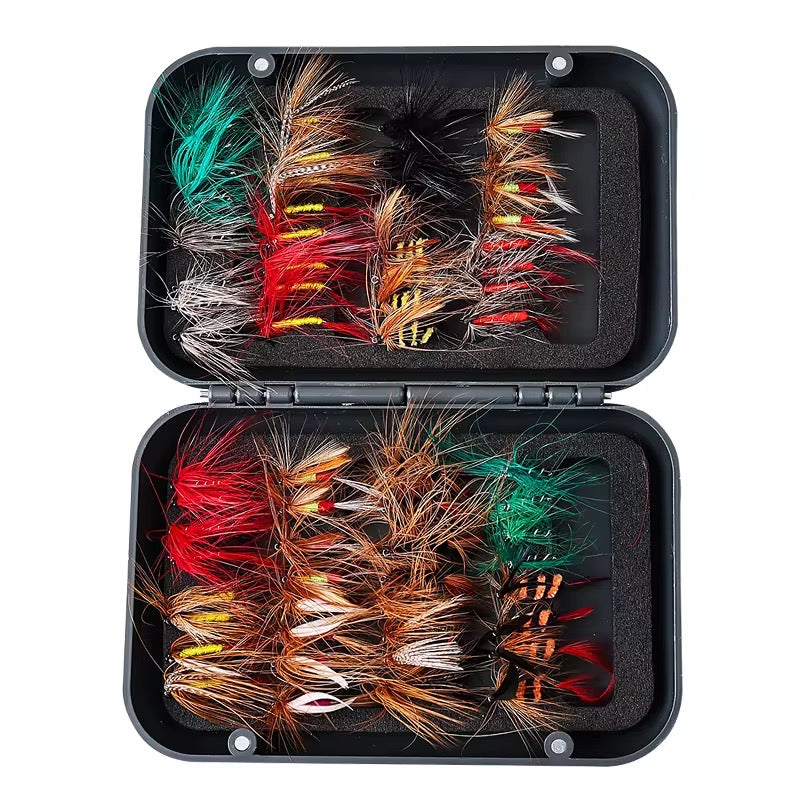Caja premium 65 piezas moscas ninfas pesca trucha