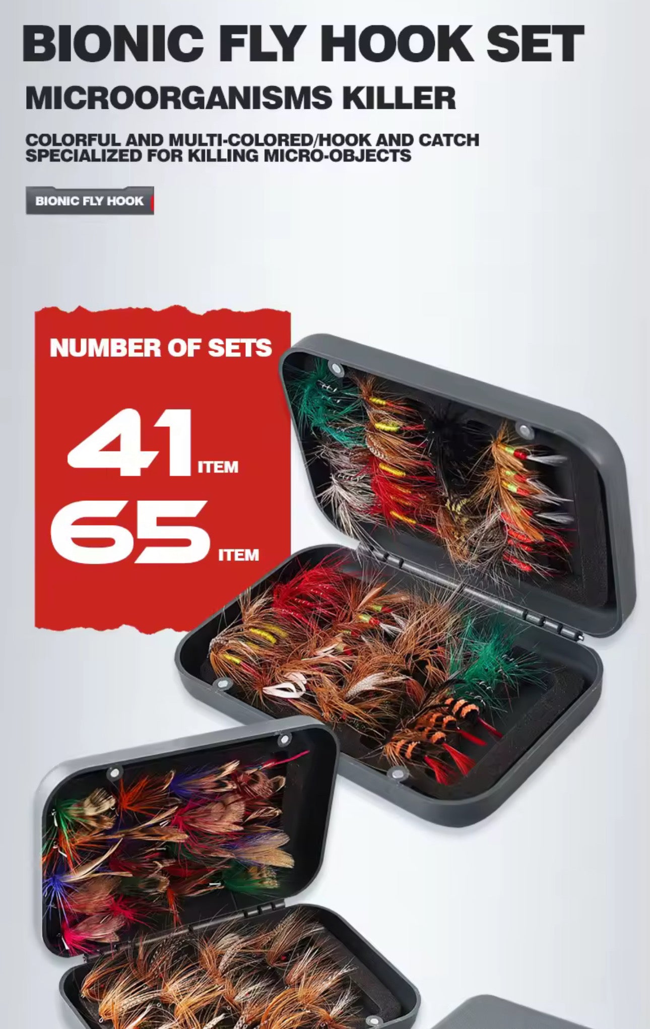 Caja premium 65 piezas moscas ninfas pesca trucha