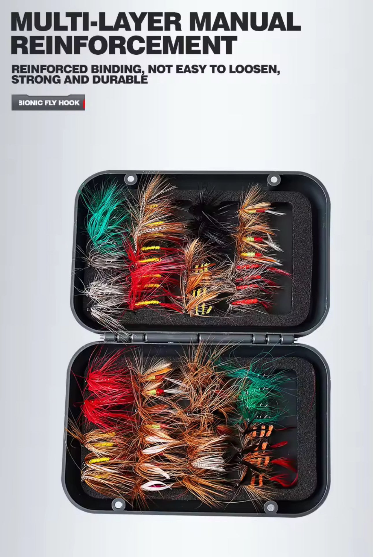 Caja premium 65 piezas moscas ninfas pesca trucha