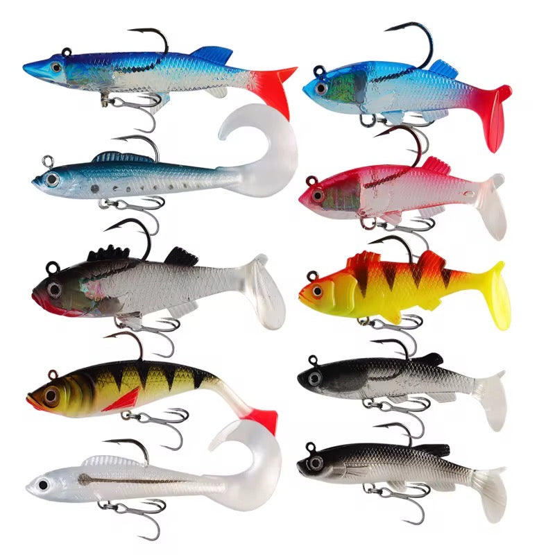 Combo 10 Señuelos Soft Goma Pez Premium Pesca