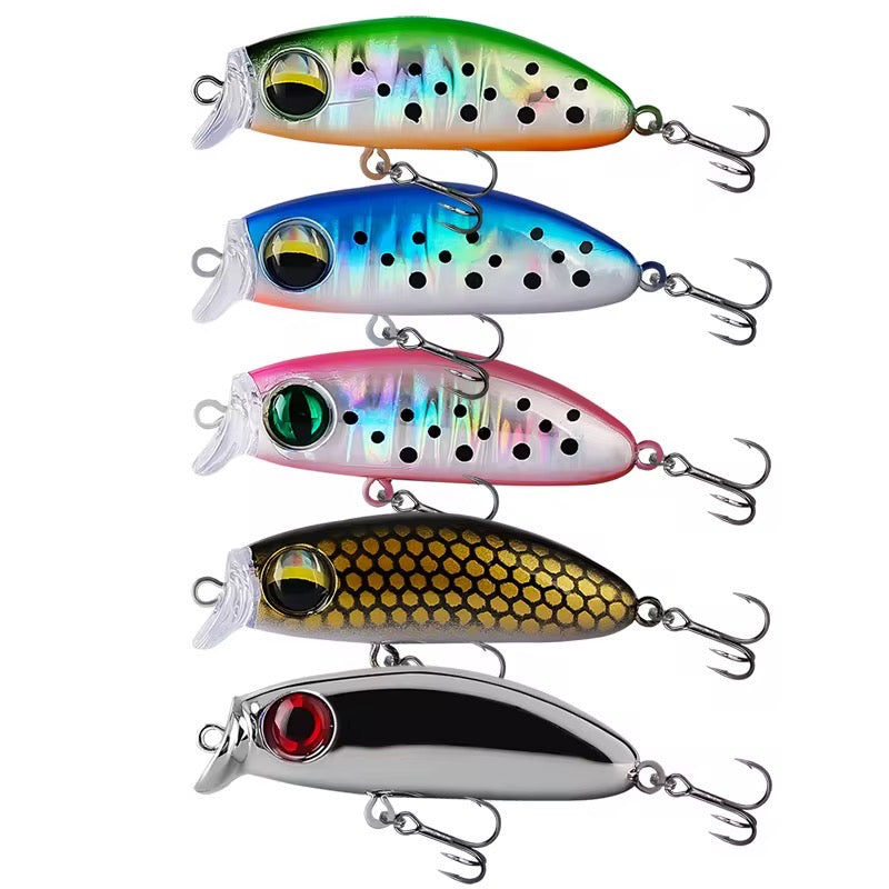 Combo 5 señuelos mini minnow bionic pesca trucha