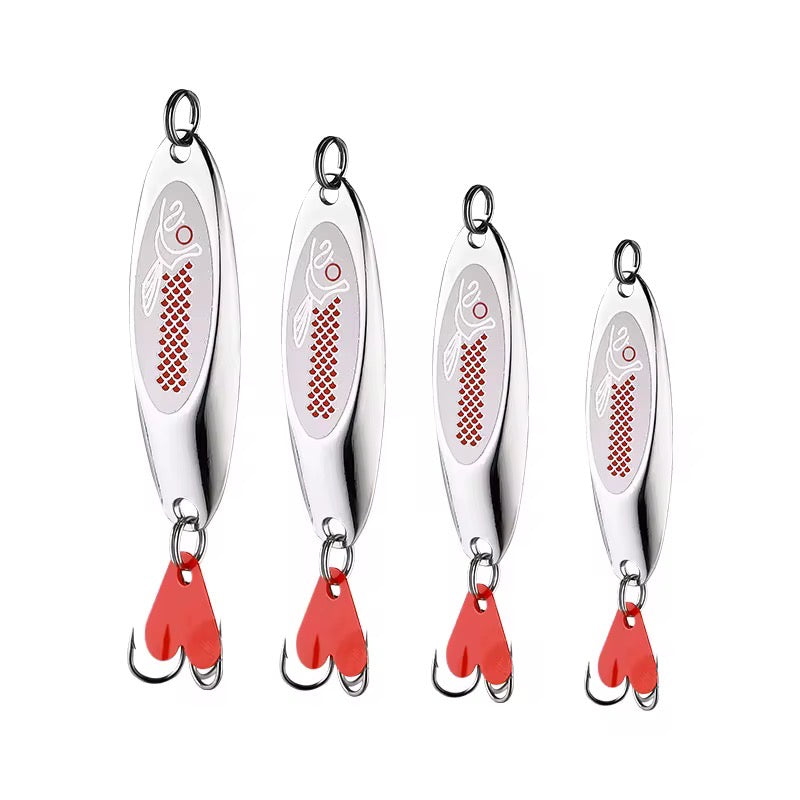 Combo 8 Cucharas Plateada/roja Con Caja Pesca Trucha