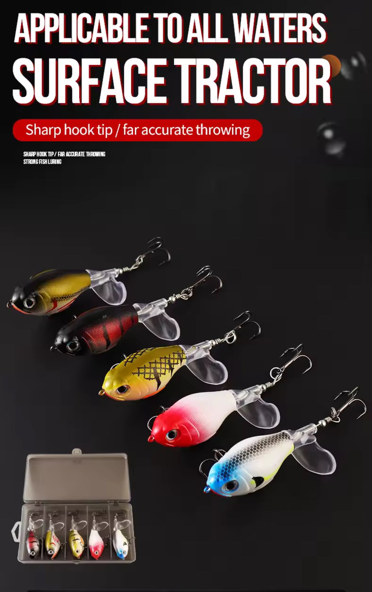 5 Señuelos Cola Rotor Helice Premium Pesca Tararira Dorado