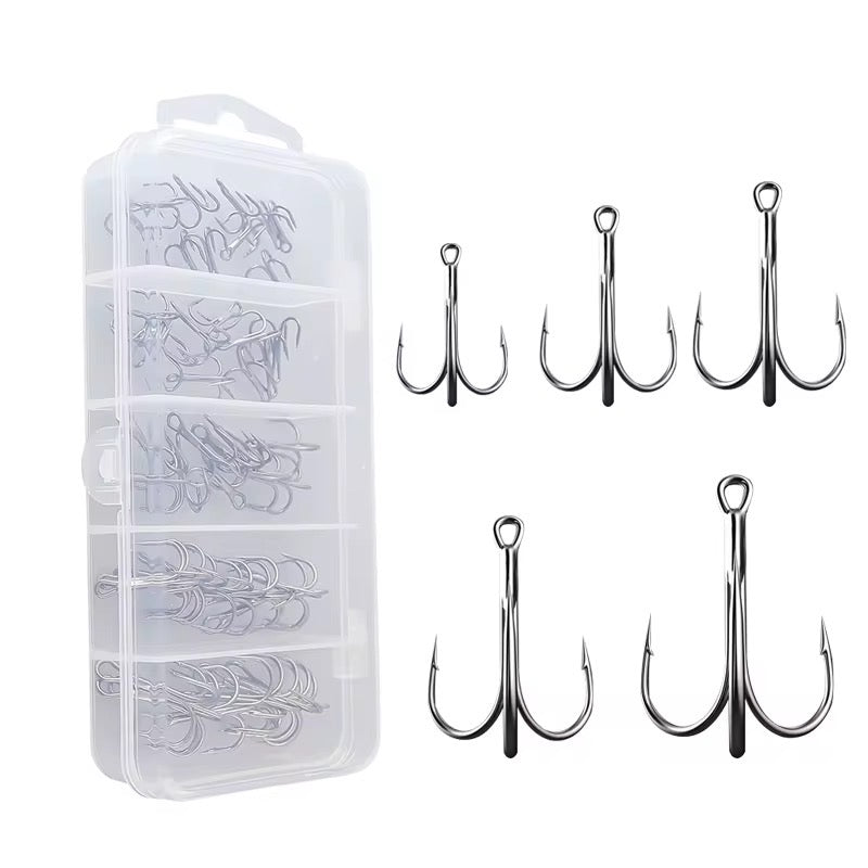 Caja De 50 Anzuelos Triple Surtidos Pesca