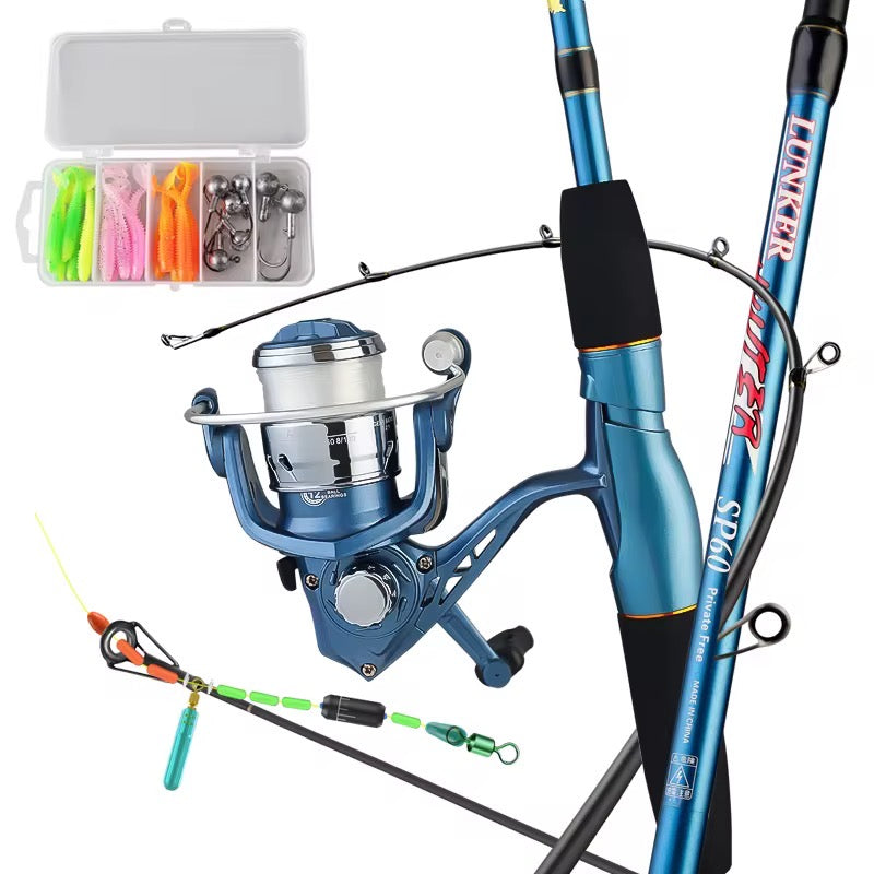 Combo pesca spinning caña + reel + tanza + señuelos