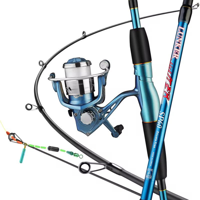 Combo pesca spinning caña + reel + tanza + señuelos