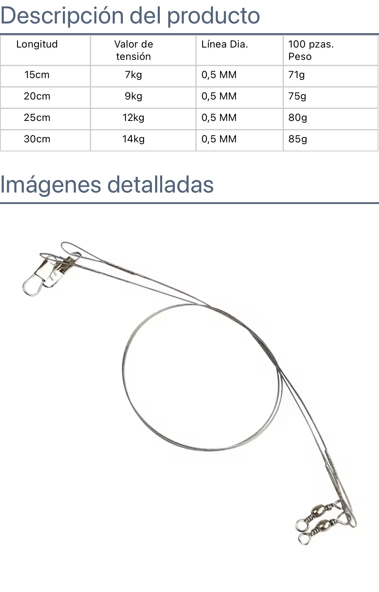 5 Leader De Acero 30 Cm Pesca Tanza Chicote De Acero