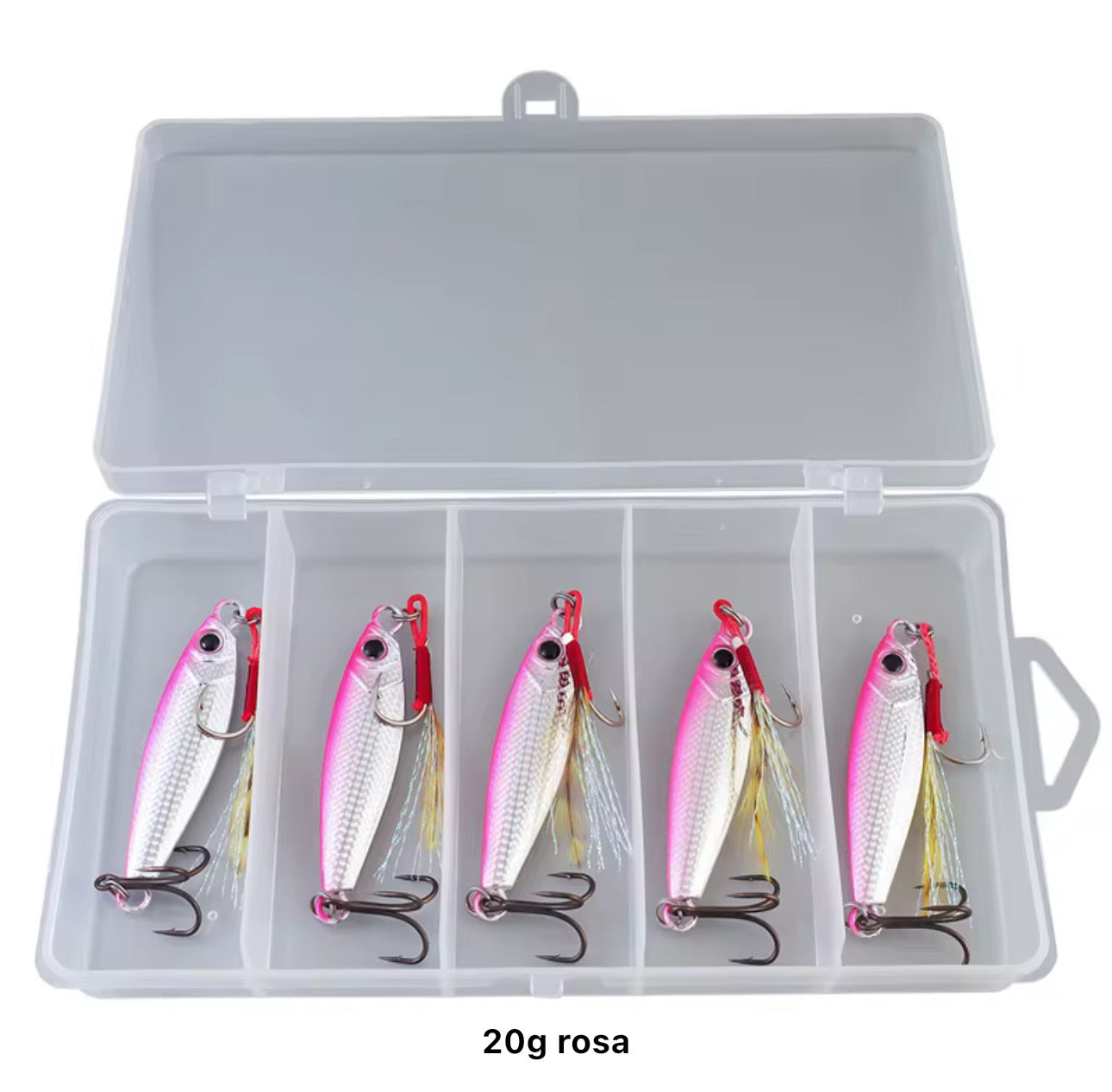 Caja De 5 Señuelos Jigs 20g Pesca Trucha Dorado A Elección