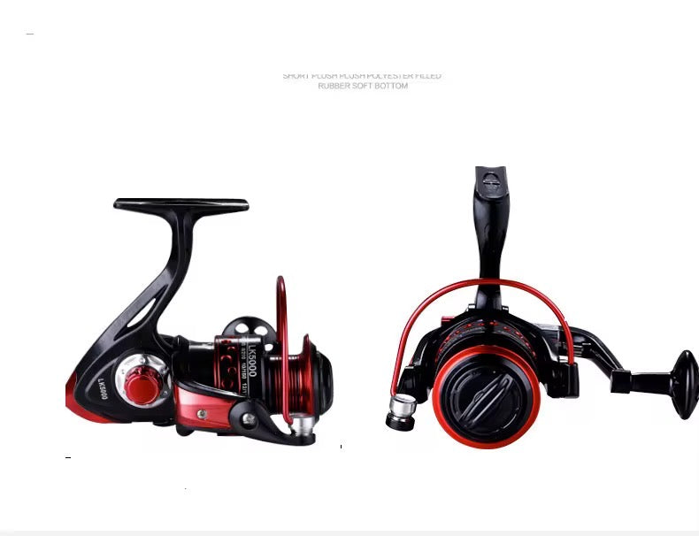 Reel Frontal 7000 Fullmetal Color Rojo Y Negro Pesca Variada