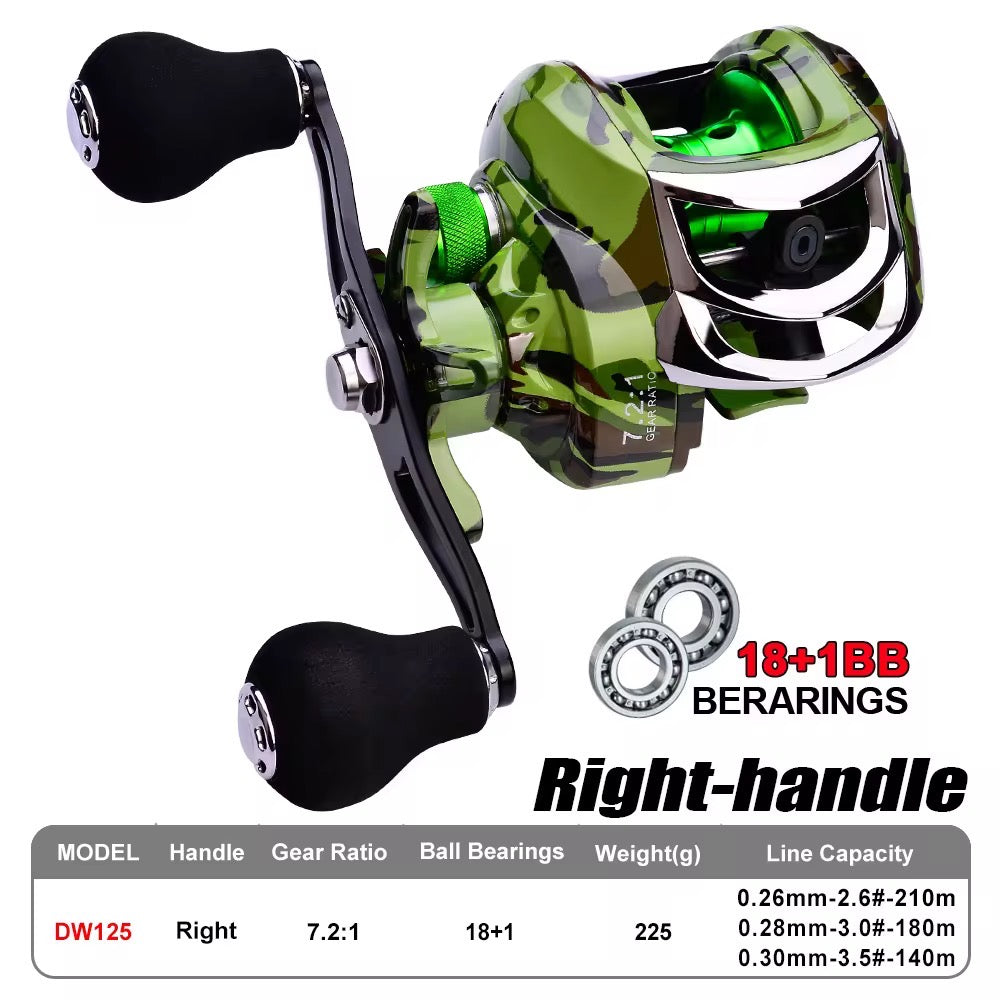 Reel Huevito Baitcast 19 Rulemanes Freno Magnetico Pesca