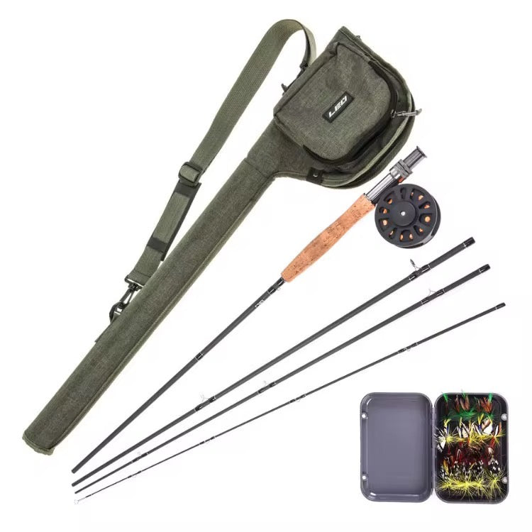 Combo Fly Pesca Mosca Caña + Reel + Linea + Mosca + Estuche