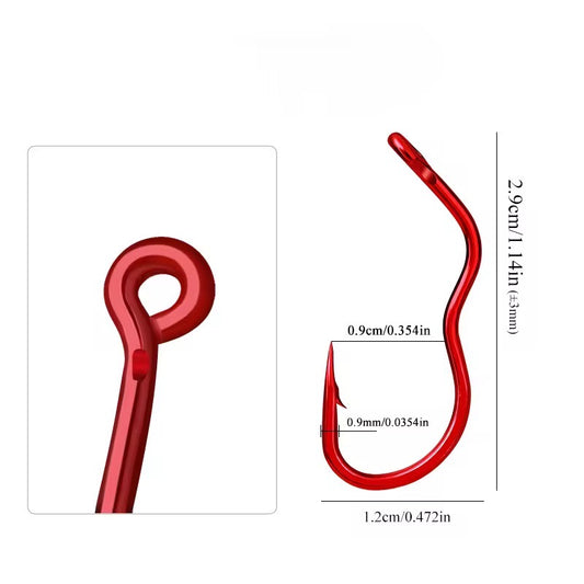 12 Anzuelos Rojo Carbono Especial Pesca Carpa