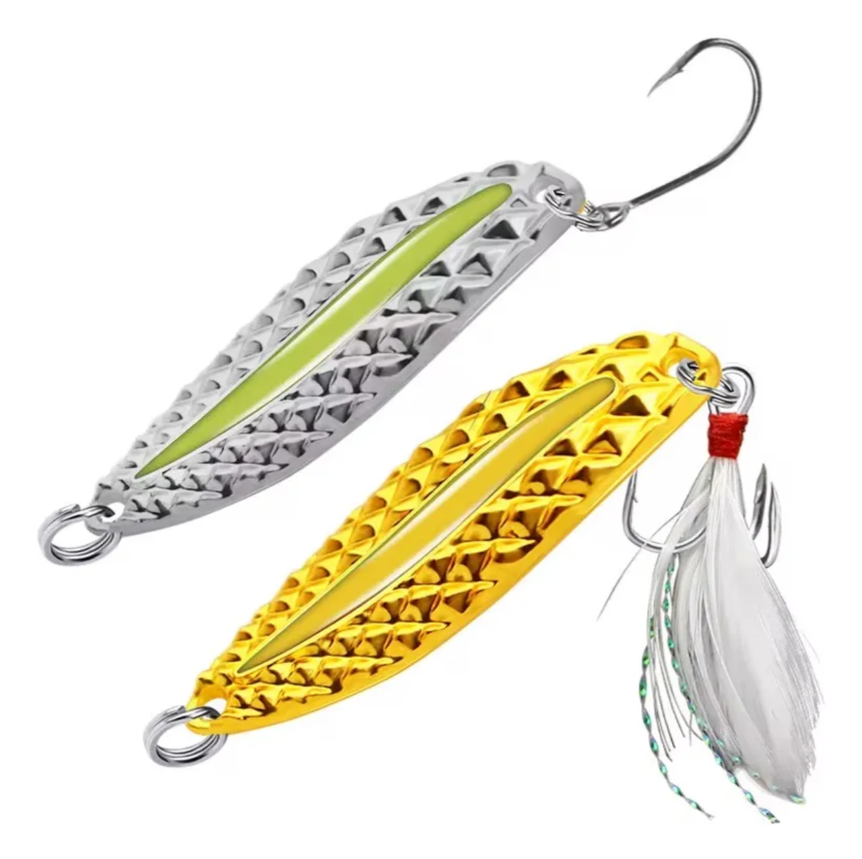 2 Cucharas Plateada Y Dorada Luminosas Pesca Truchas