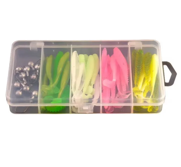 Caja Gomitas Anzuelo Offset Señuelos Pesca