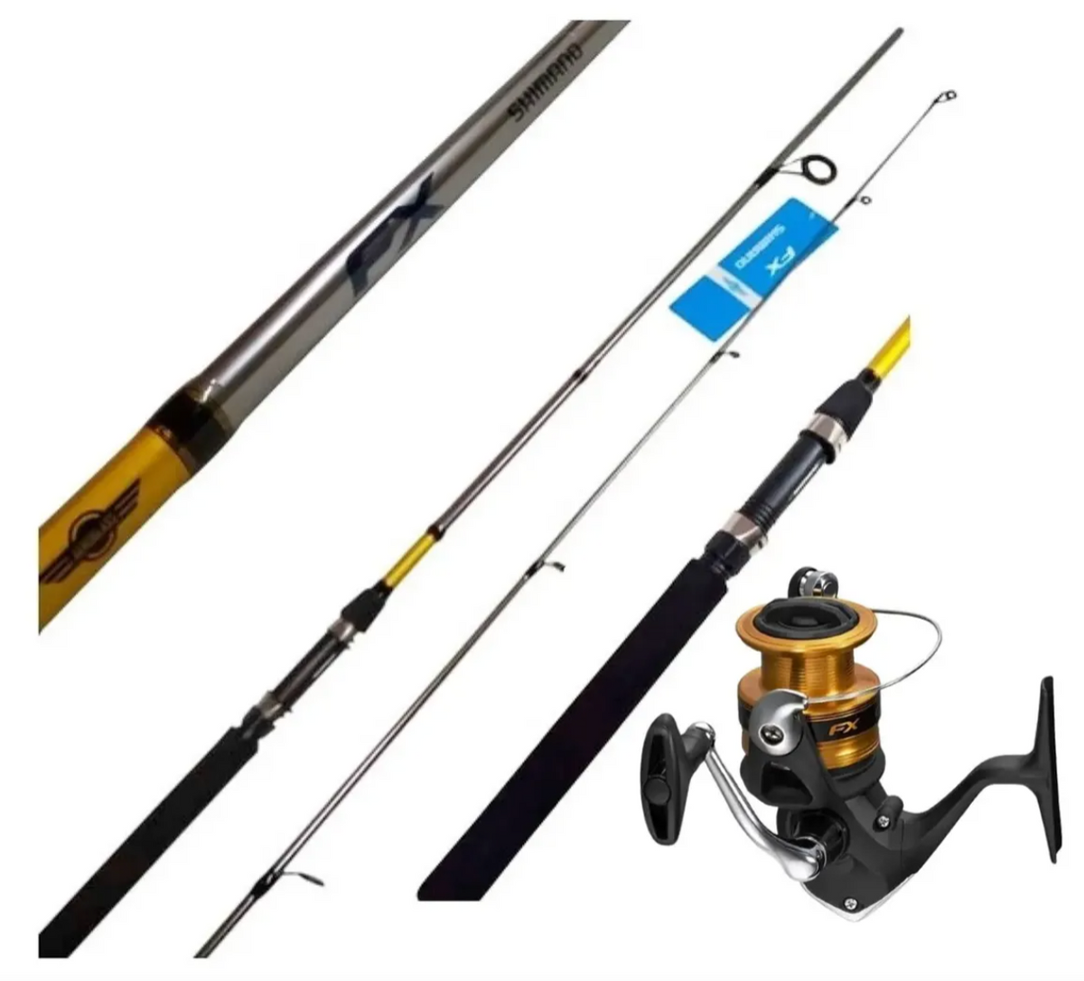 Combo Shimano FX spinning — Caña FX 2 Tramos — Reel FX