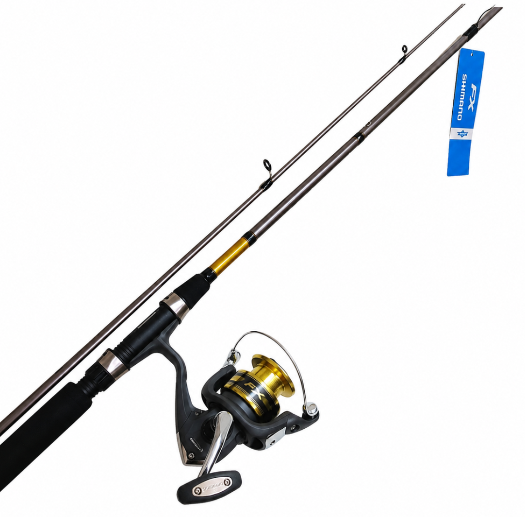 Combo Shimano FX spinning — Caña FX 2 Tramos — Reel FX