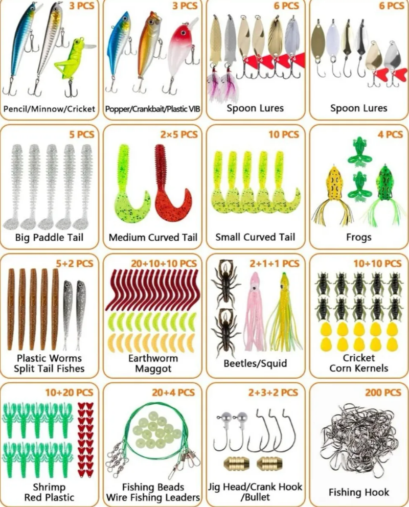 Kit 403 Pcs Accesorios De Pesca Surtidos Señuelos