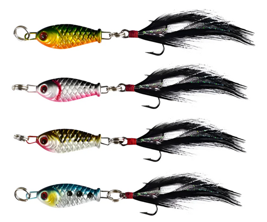 4 Jig Señuelo Pez Con Pluma Pesca Trucha