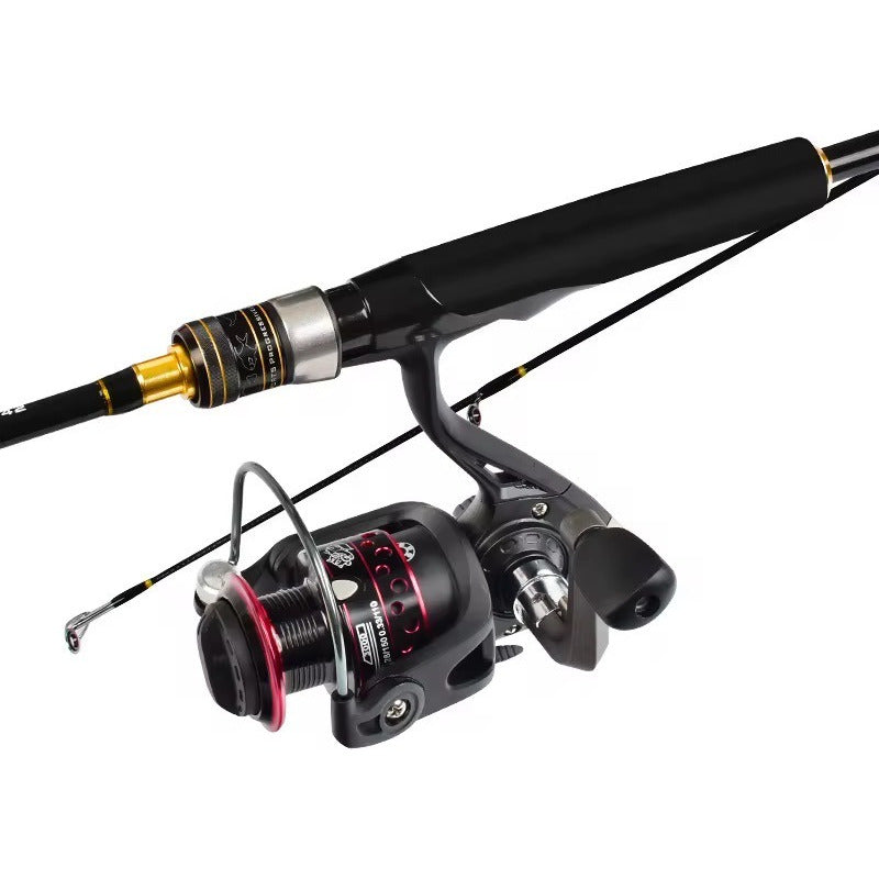 Combo Caña Spinning 2.1m + Reel + Caja De Señuelos Negro