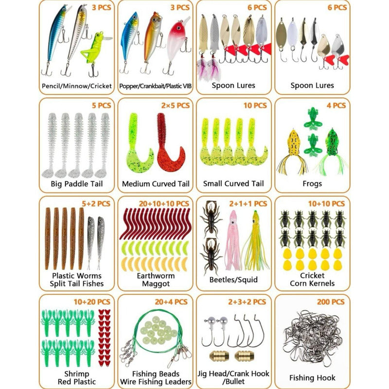 Kit 322 Pcs Accesorios De Pesca Surtido Señuelos - Varios