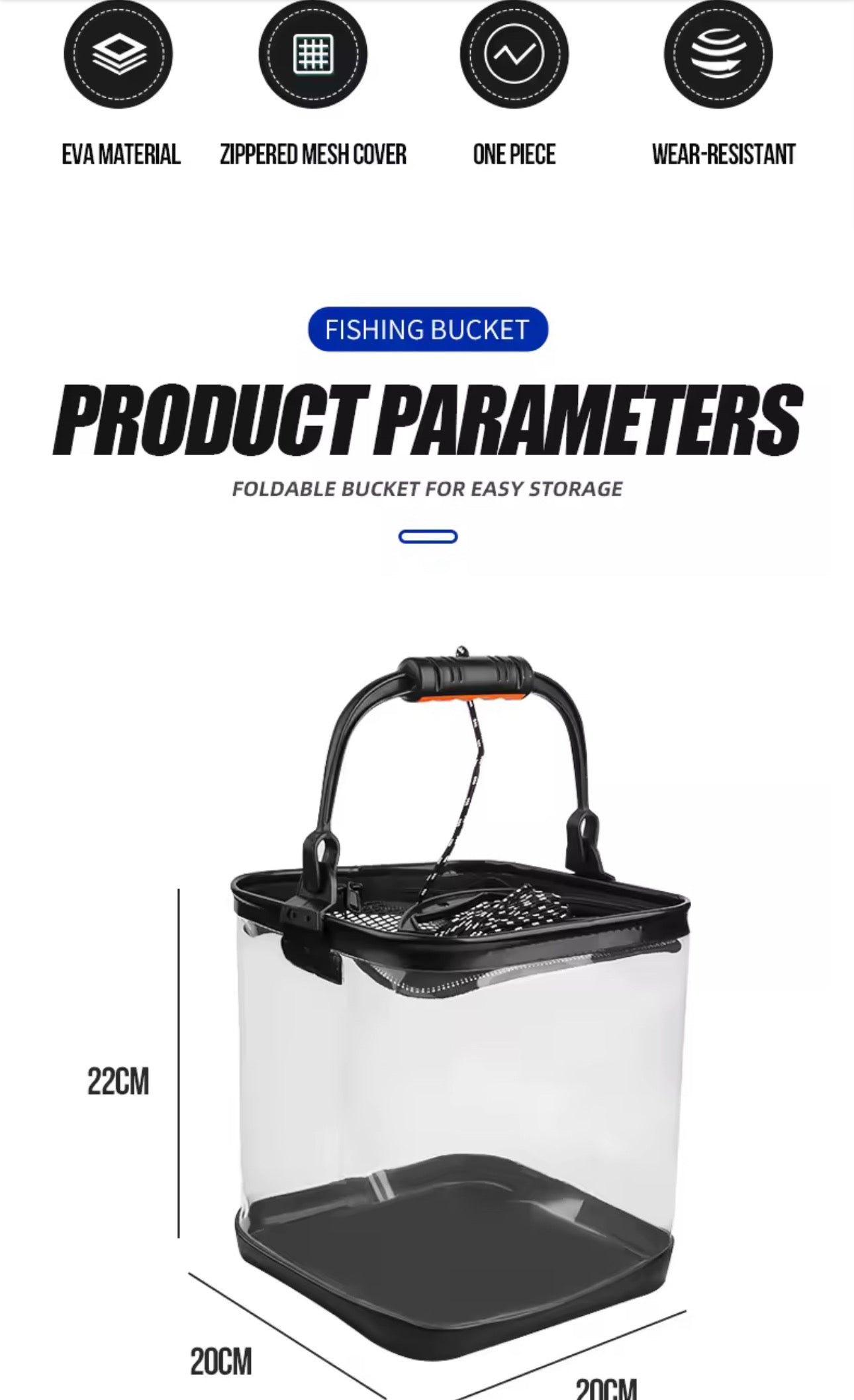 Balde Plegable Portacarnada De Pesca 9 Litros Negro