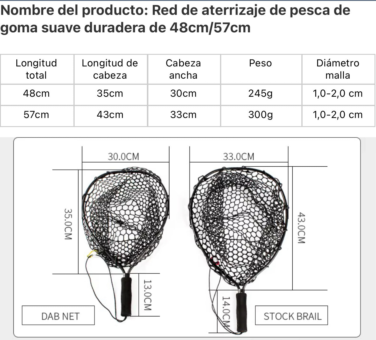 Copo de pesca red de silicona antienganche aluminio premium
