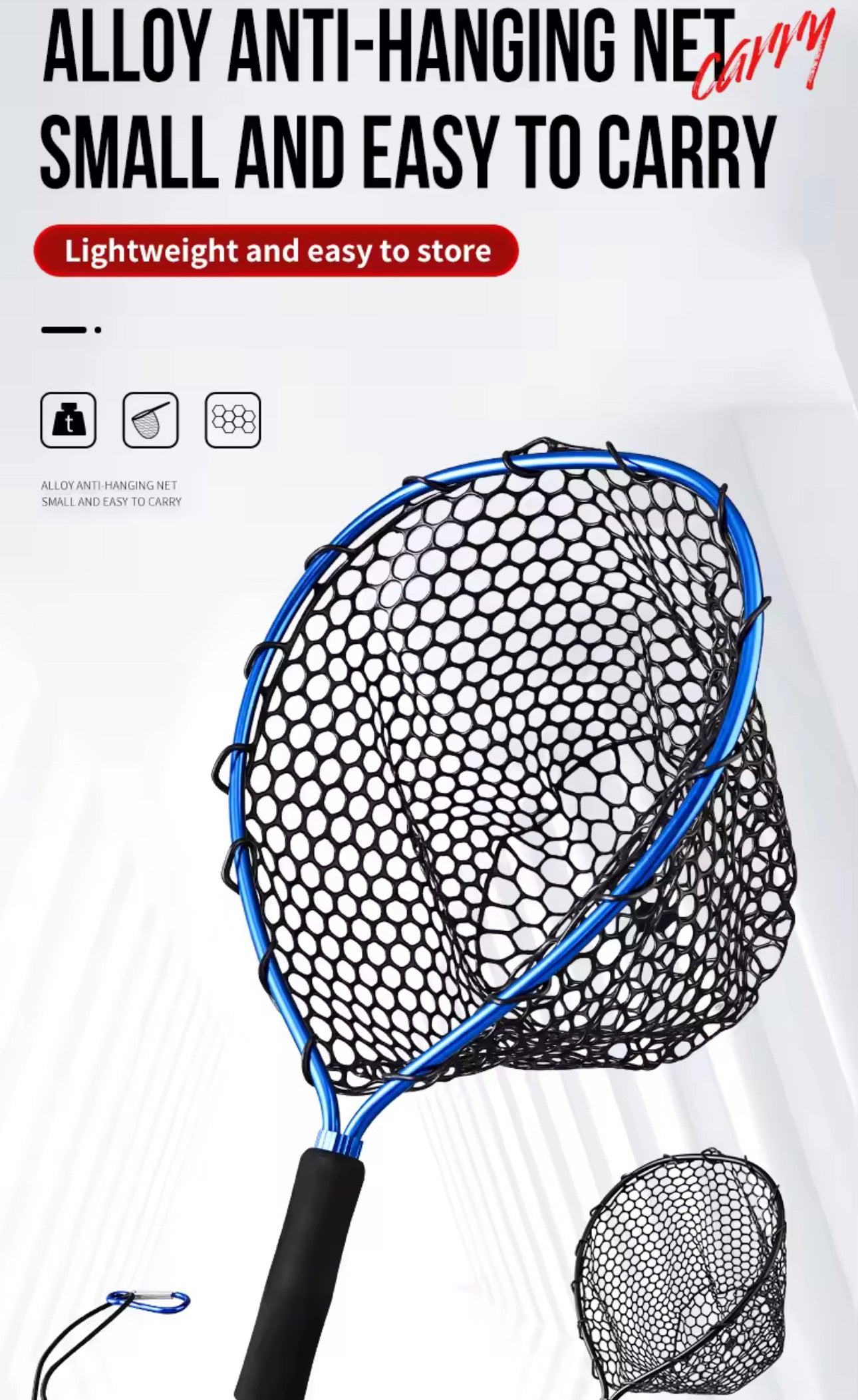 Copo de pesca red de silicona antienganche aluminio premium
