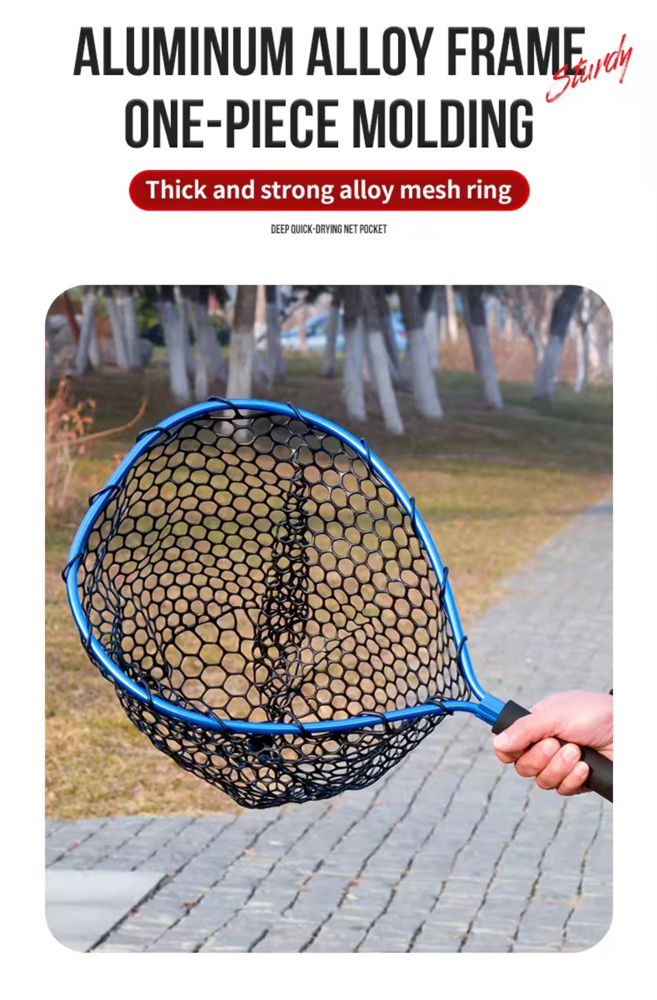 Copo de pesca red de silicona antienganche aluminio premium
