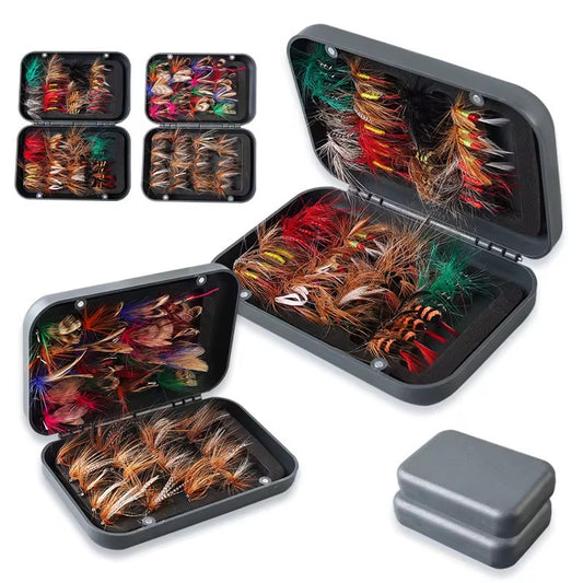 Caja premium 65 piezas moscas ninfas pesca trucha