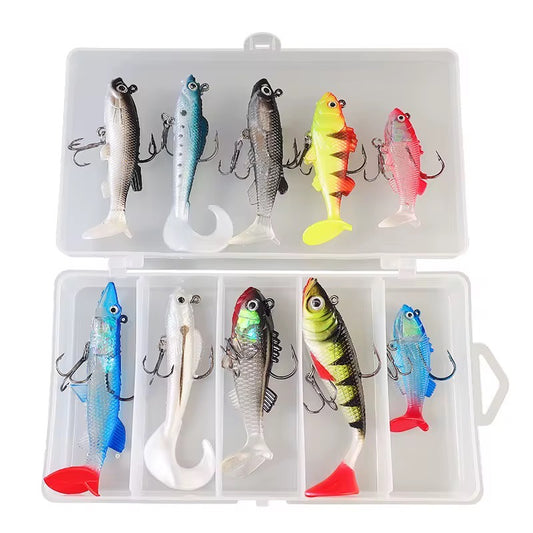 Combo 10 Señuelos Soft Goma Pez Premium Pesca