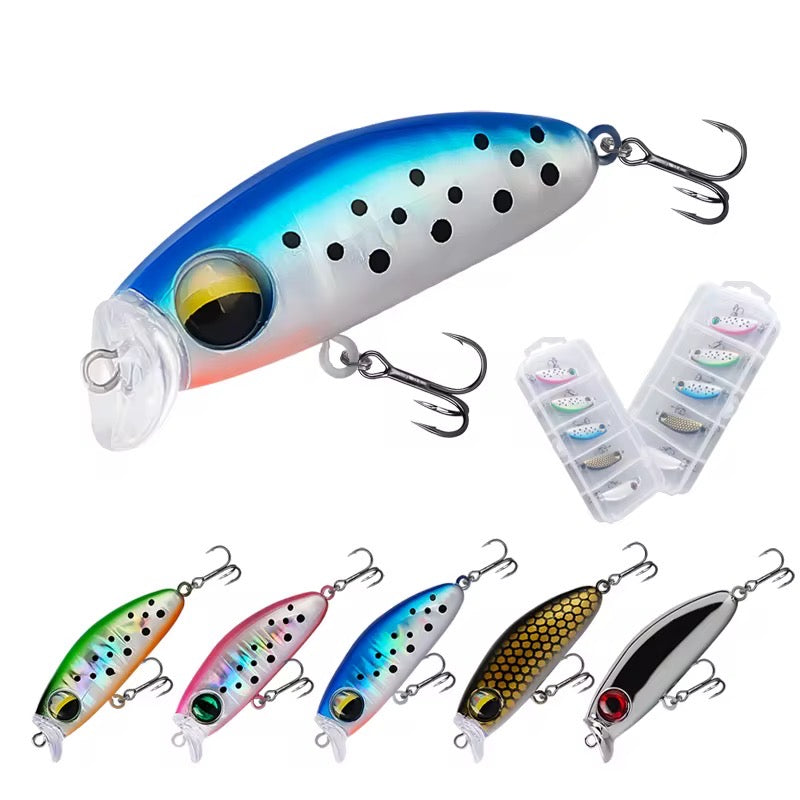 Combo 5 señuelos mini minnow bionic pesca trucha