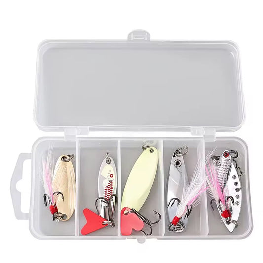 Combo 5 Cucharas Premium Pesca Trucha Con Estuche