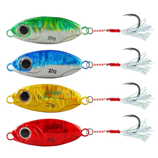 2 Señuelos Jigs Amarrillo Rojo Pesca Trucha Dorado