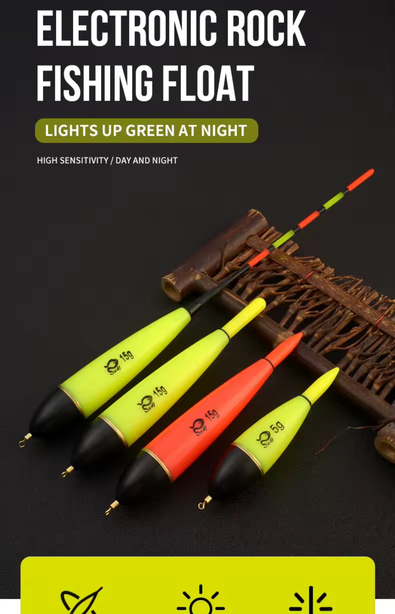 4 boyas de pesca luminosas importadas premium