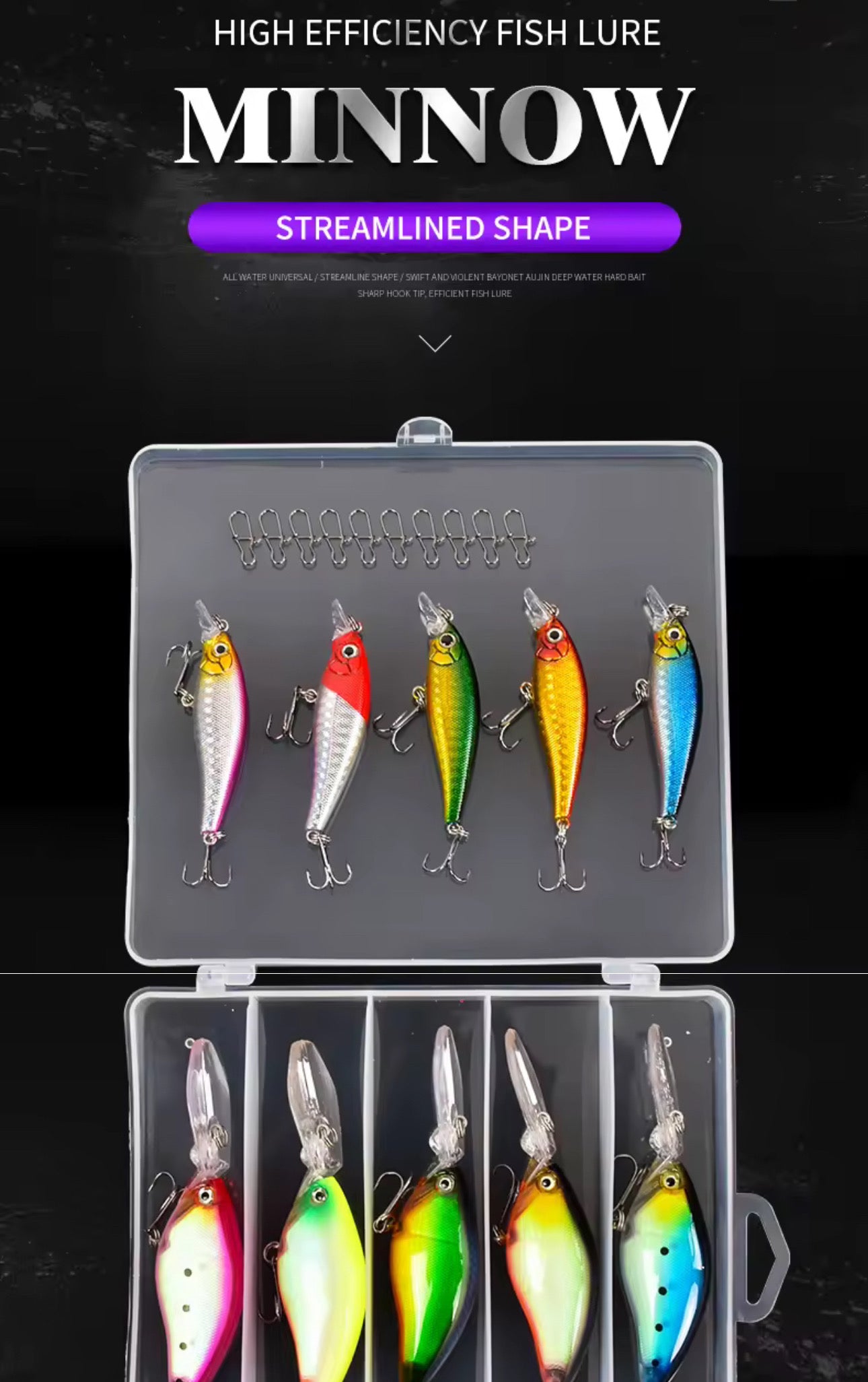 Kit 10 Señuelos Con Caja Importados Premium Pesca