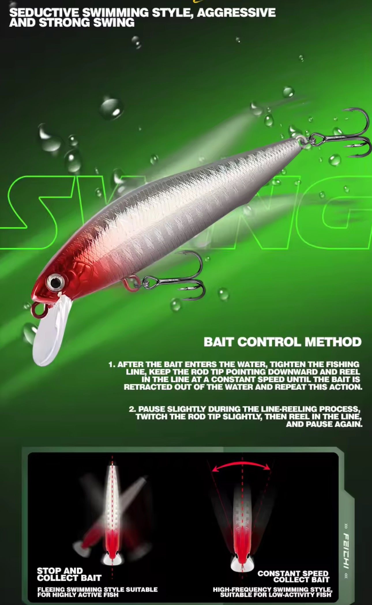 Kit 5 Señuelos 9cm 10g Premium Con Caja Pesca