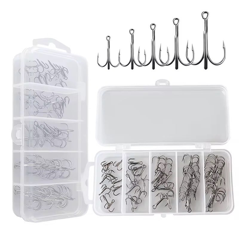 Caja De 50 Anzuelos Triple Surtidos Pesca