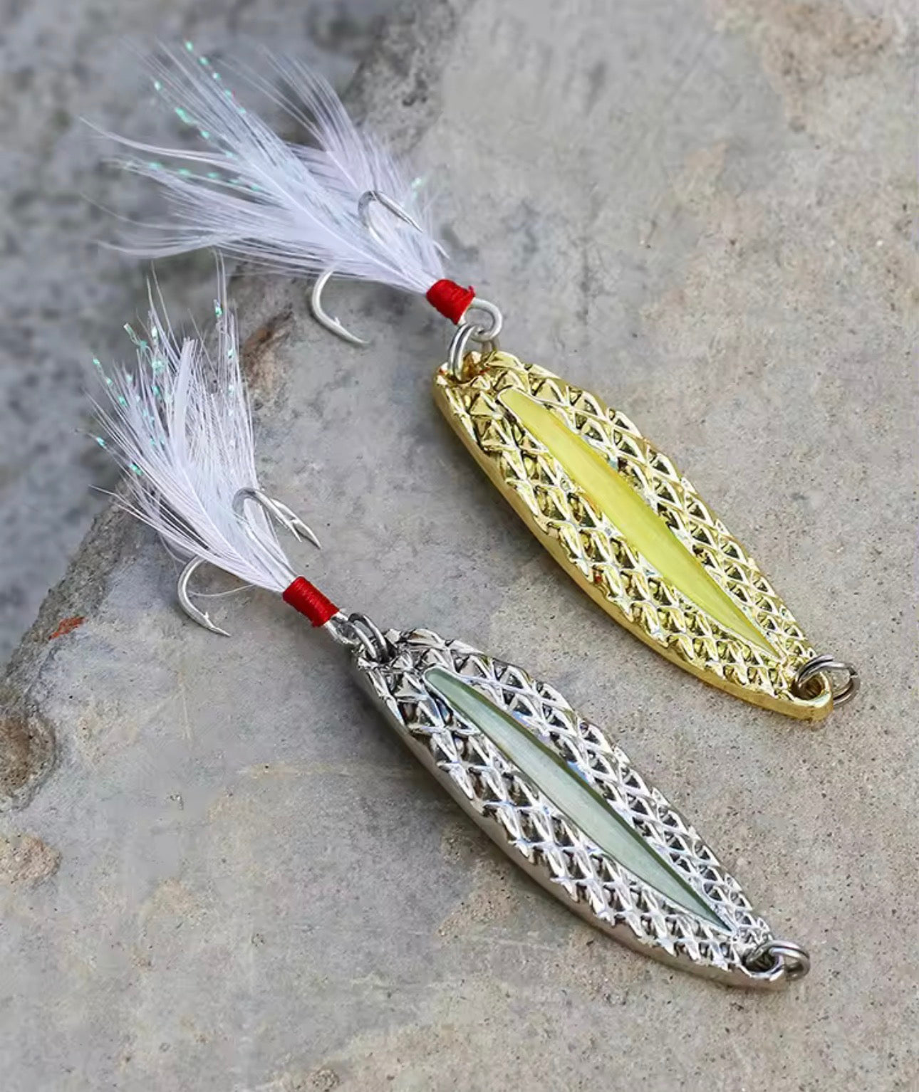 2 Cucharas Plateada Y Dorada Luminosas Pesca Truchas