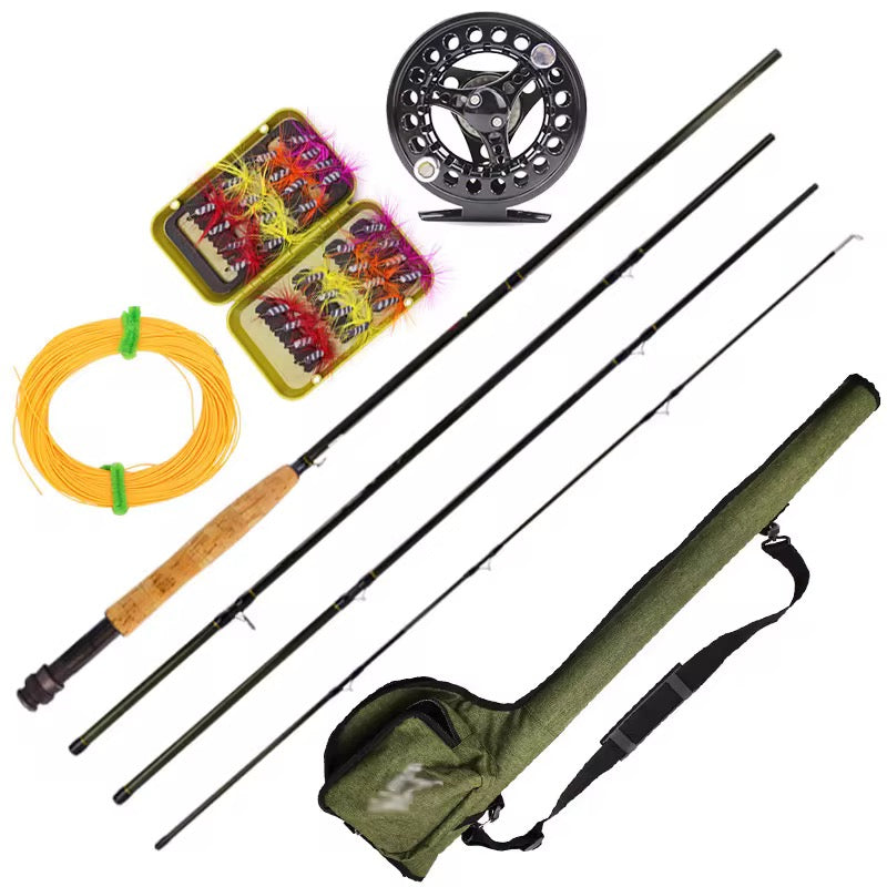 Combo Fly Weihe Pesca Mosca Caña+reel+linea+moscas+estuche
