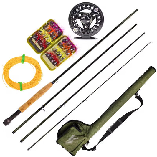 Combo Fly Weihe Pesca Mosca Caña+reel+linea+moscas+estuche