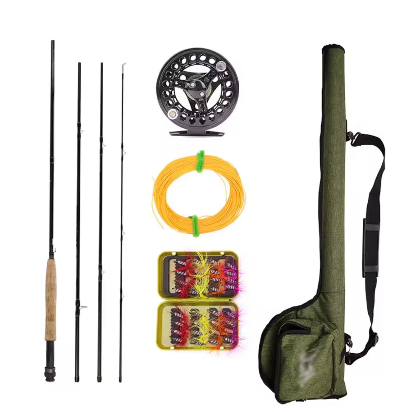 Combo Fly Weihe Pesca Mosca Caña+reel+linea+moscas+estuche