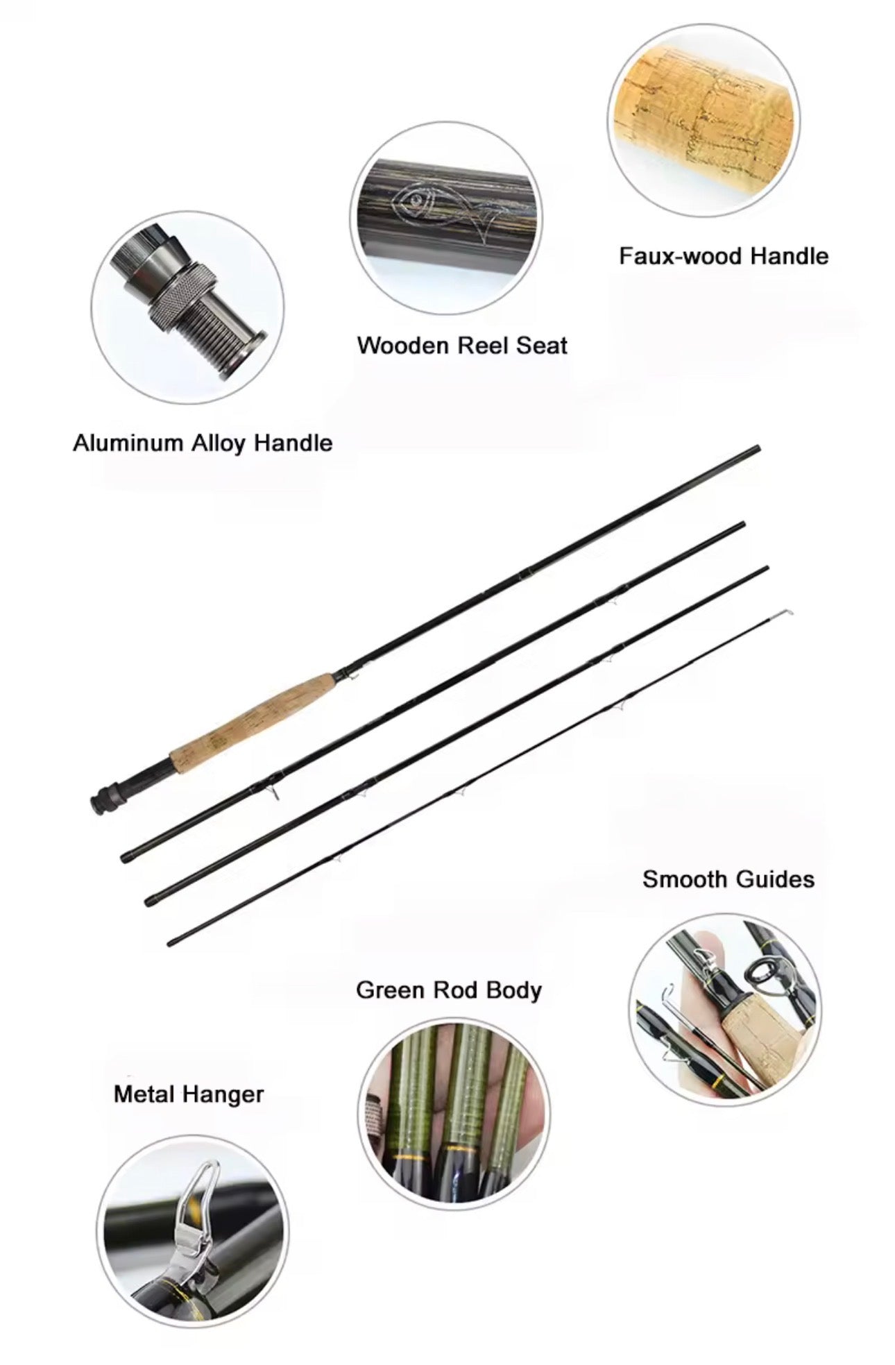 Combo Fly Weihe Pesca Mosca Caña+reel+linea+moscas+estuche