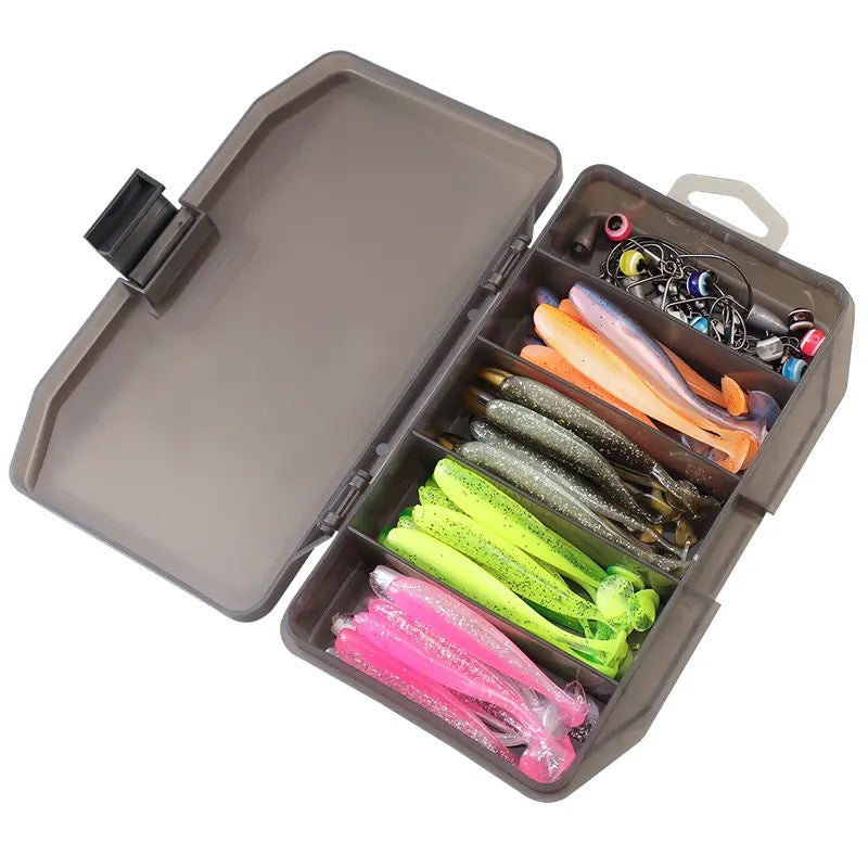 Kit 76pcs Señuelos Gomita Gomas Con Anzuelos Offset Tararira