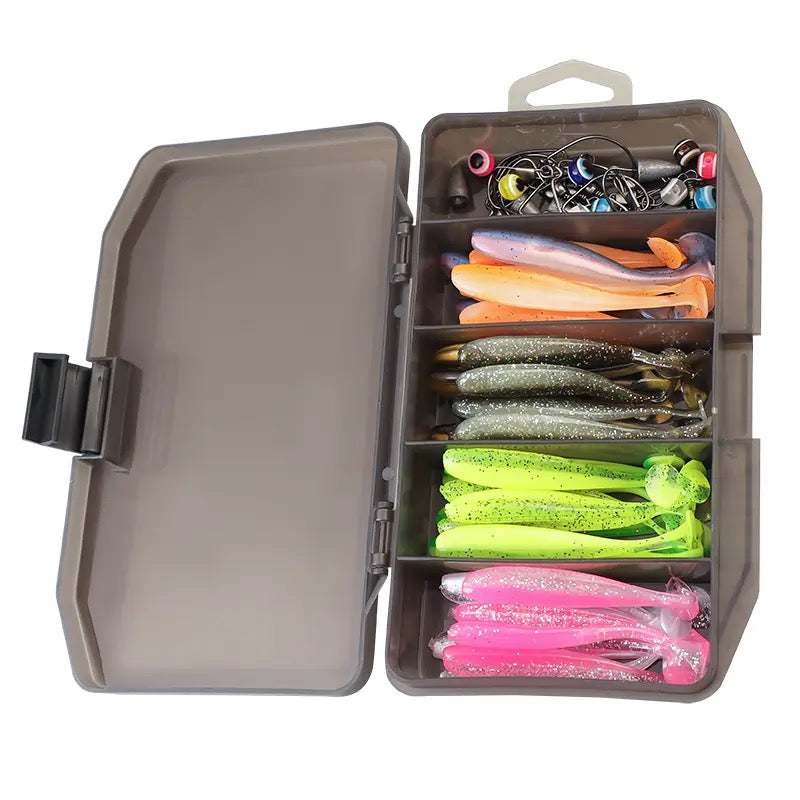 Kit 76pcs Señuelos Gomita Gomas Con Anzuelos Offset Tararira
