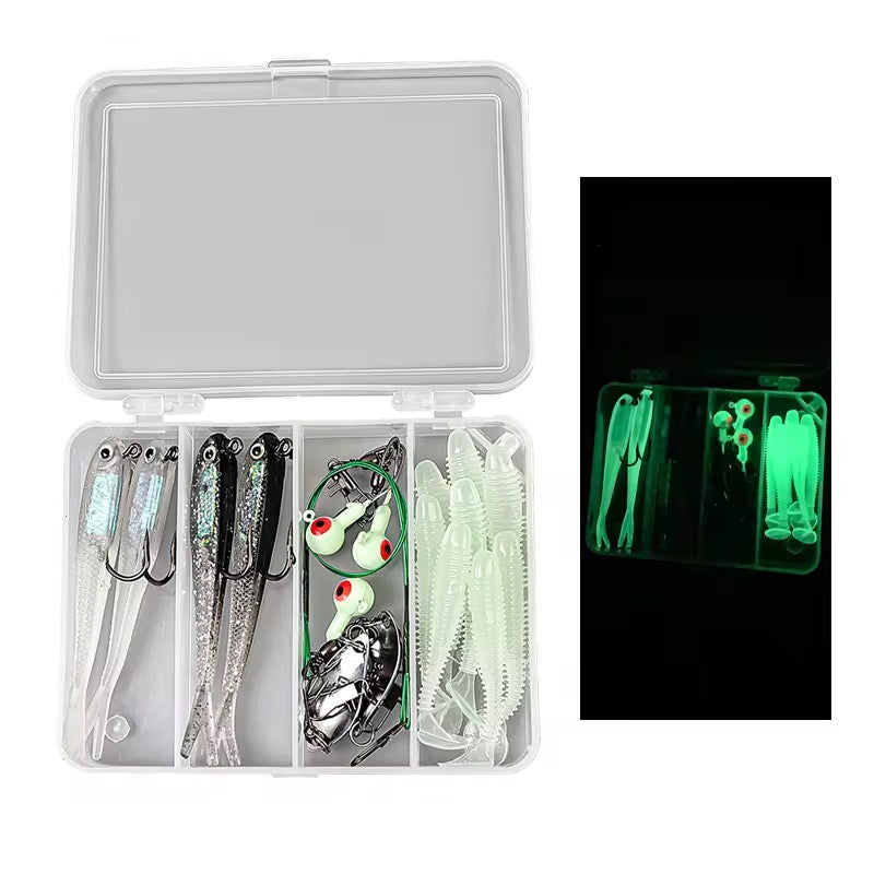 Set señuelos soft bioluminicente pesca nocturna
