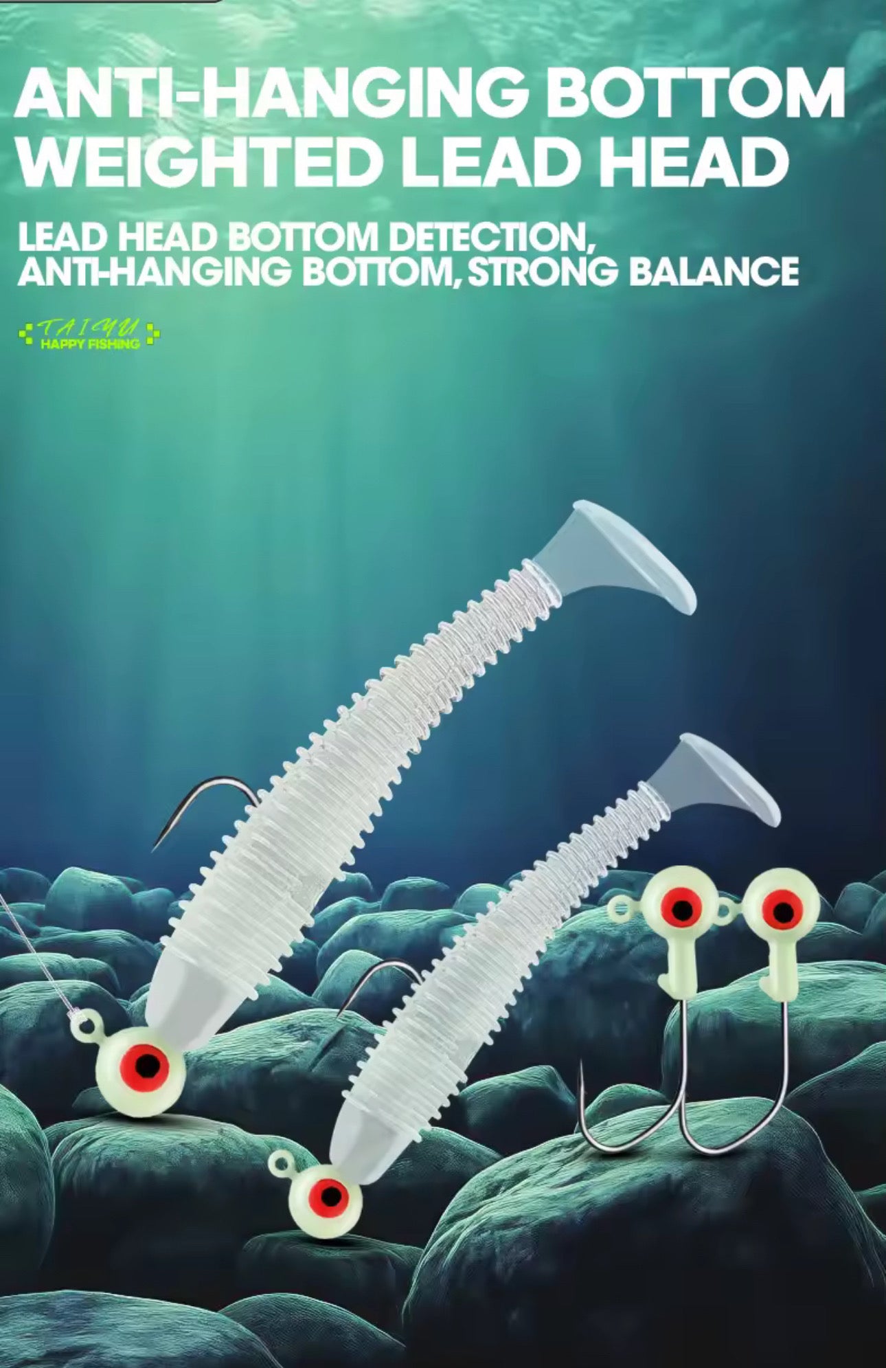 Set señuelos soft bioluminicente pesca nocturna