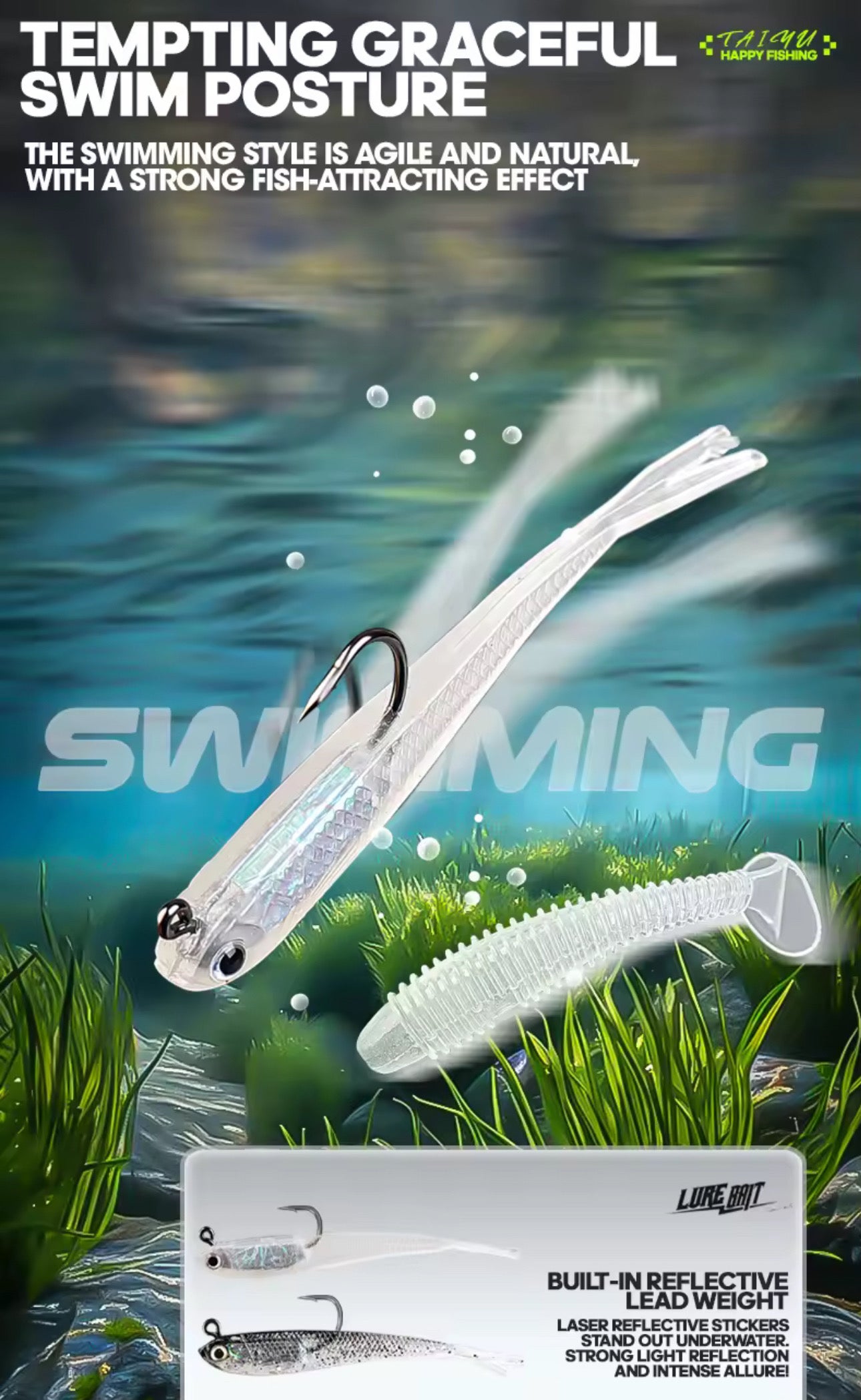 Set señuelos soft bioluminicente pesca nocturna