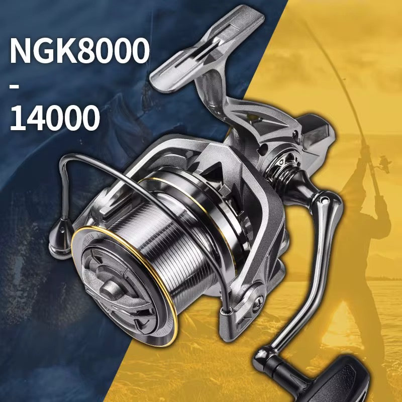 Reel Frontal Amberjack 10000 Freno 20kg Lance Mar Rio Pesca Costa 6 Rulemanes Plateado